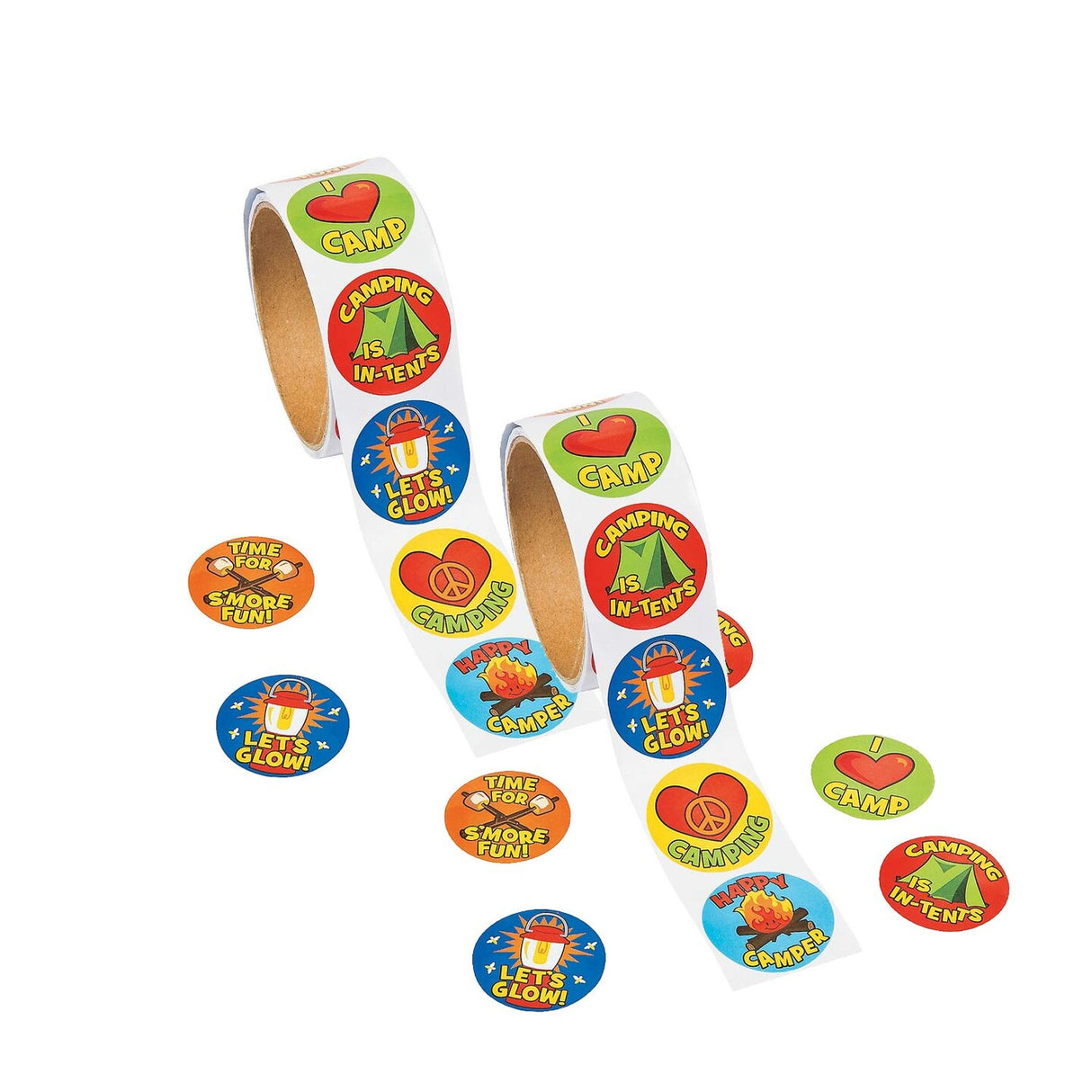 1 1/2" I Love Camping Sticker Roll 100 Pieces