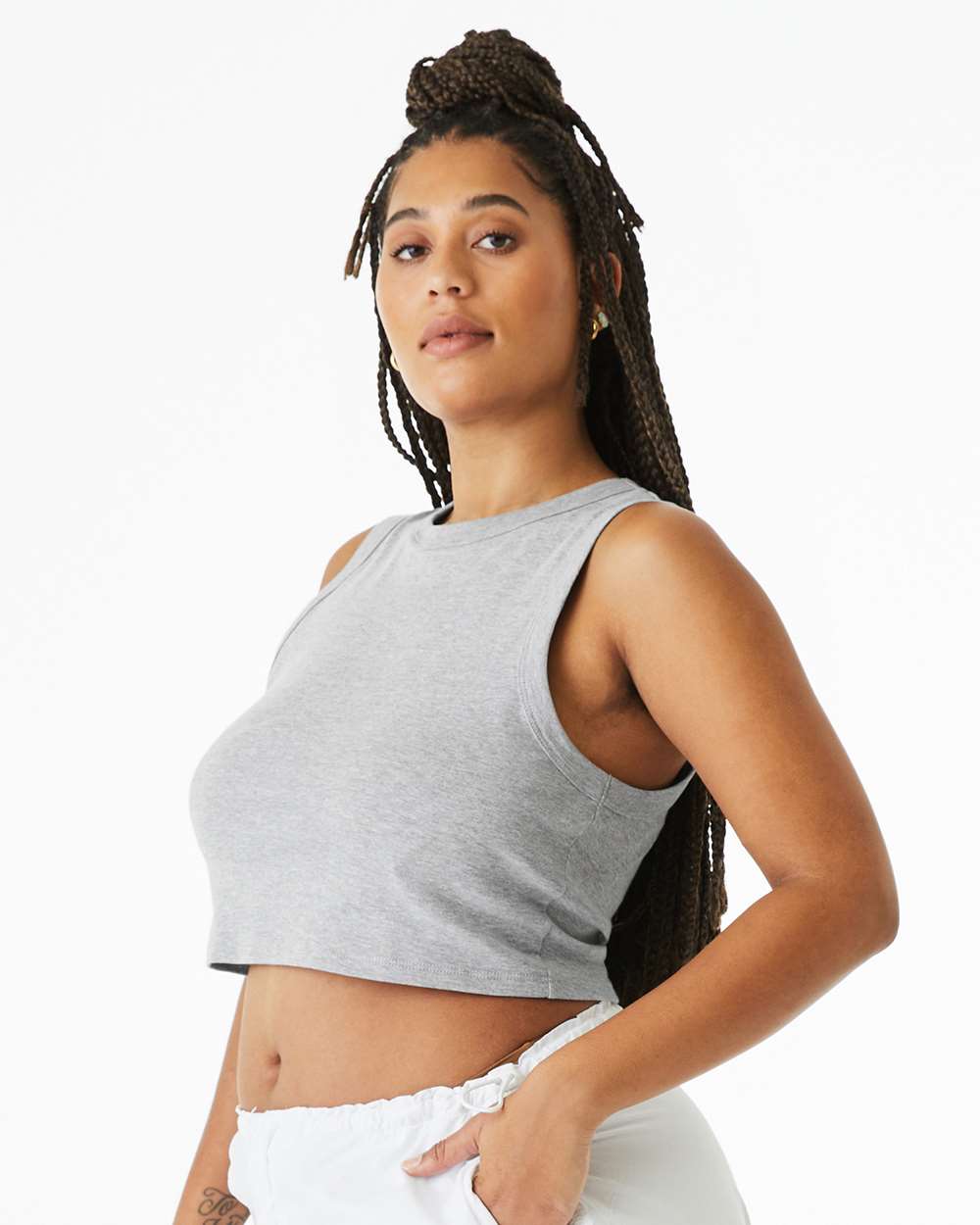 BELLA + CANVAS® Women's Micro Rib Muscle Crewneck Sleeveless Crop Tank - 1013