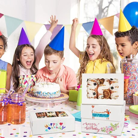 8 X 6 X 2.5" White Bakery Boxes with Window Pastry Boxes for Cakes, Cookies and Desserts