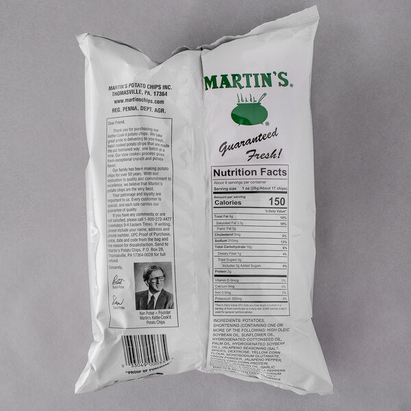 Martin's 8.5 oz. Bag Jalapeno Kettle-Cook'd Potato Chips - 9/Case