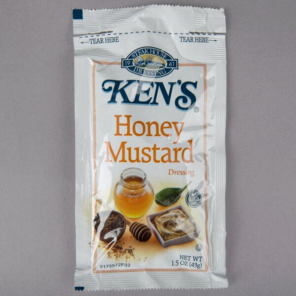 Ken's Foods 1.5 oz. Honey Mustard Dressing Packet - 60/Case