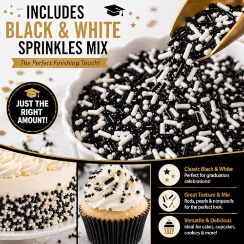Oasis Supply, Graduation Cake Decorating Kits with Sprinkles (Various Color Grad Caps)