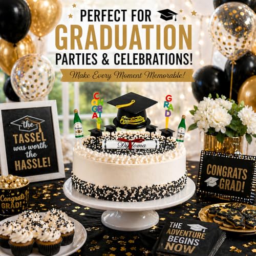 Oasis Supply, Graduation Cake Decorating Kits with Sprinkles (Various Color Grad Caps)