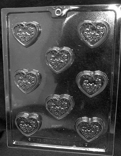 Decorated Heart Mints Chocolate Mold
