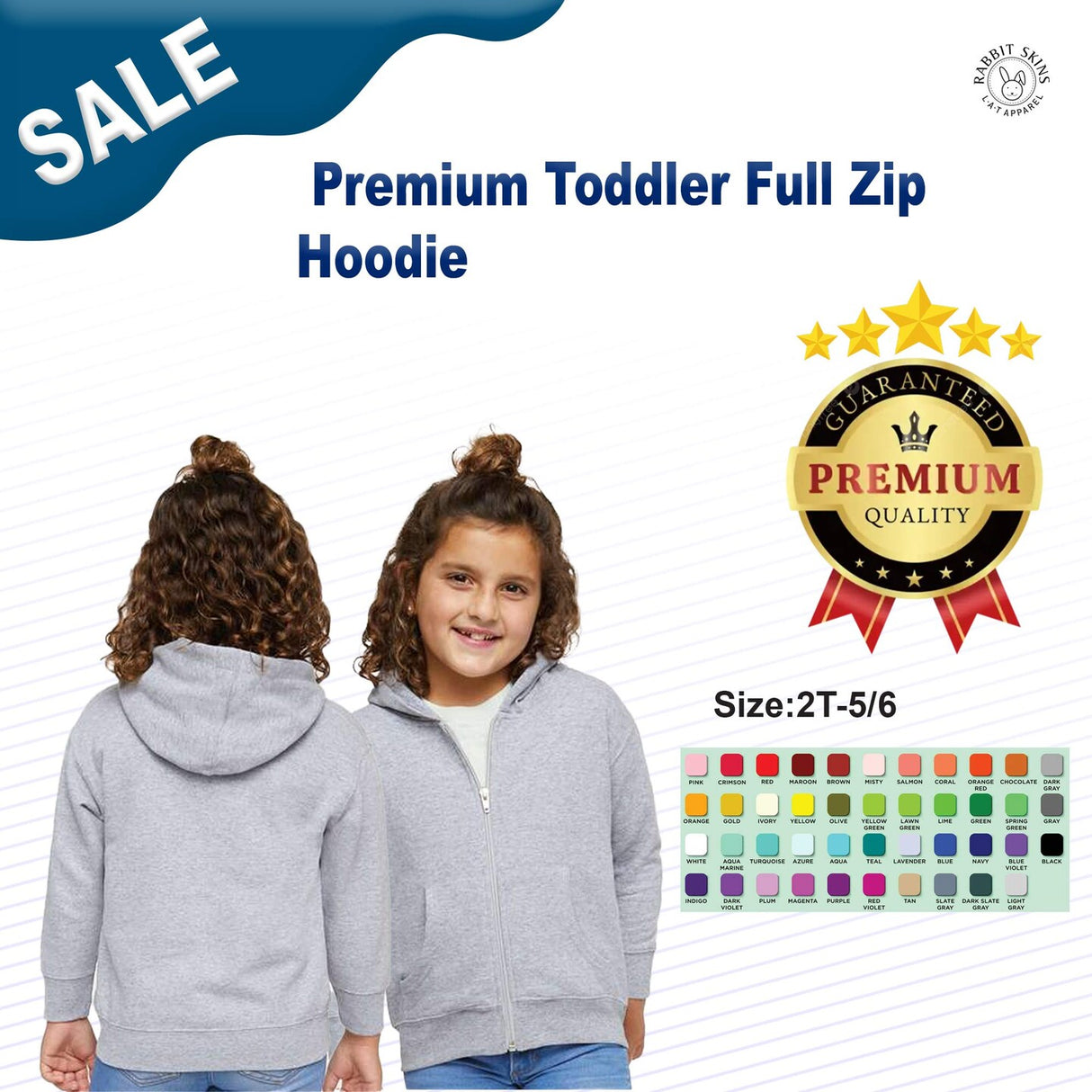 Rabbit Skins® Premium Toddler Full Zip Hoodie