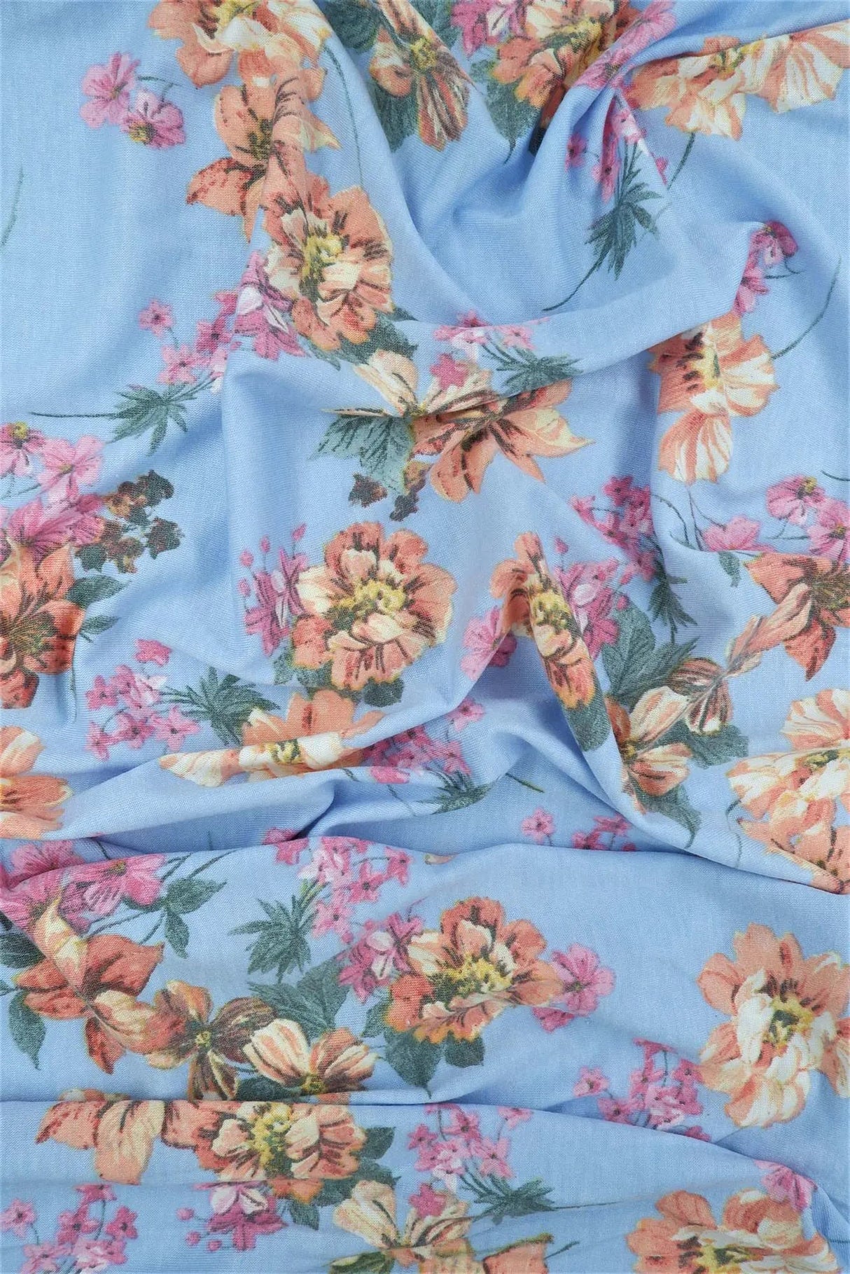 Vintage Floral Knit Fabric Soft Stretch Flower Print, 58/60" Wide