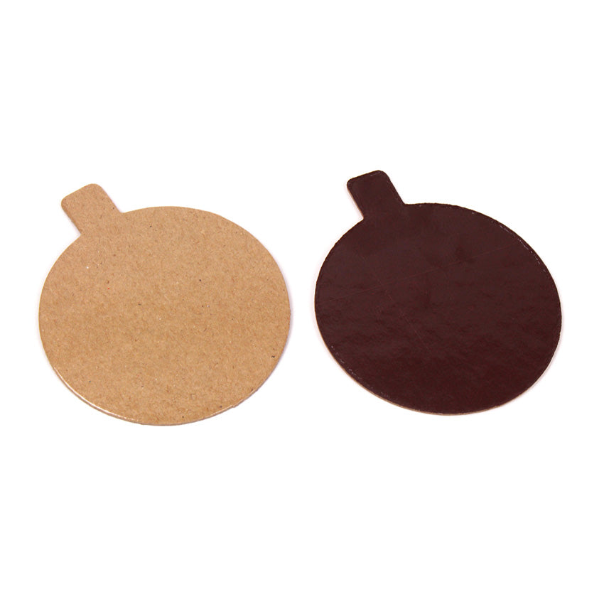 Round Double Sided Mono Board with Tab, Chocolate / Praline, 3" (8cm) - Case of 200