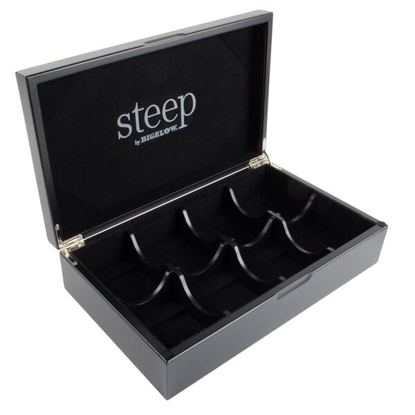 Steep by Bigelow 8 Compartment Black Tea Chest with Assorted Organic Teas