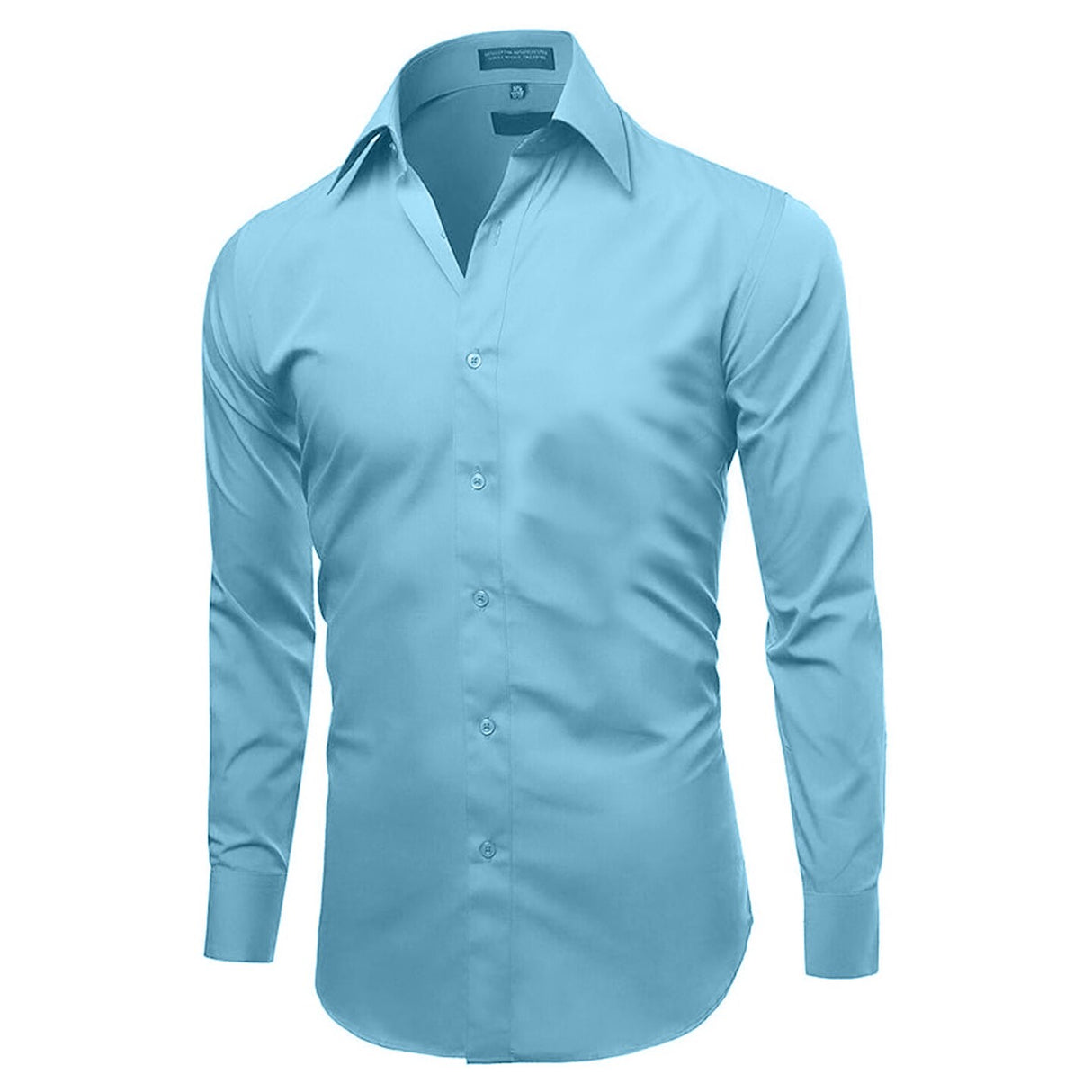 Mens Slim Fit Long Sleeve Polo Shirt Light Blue