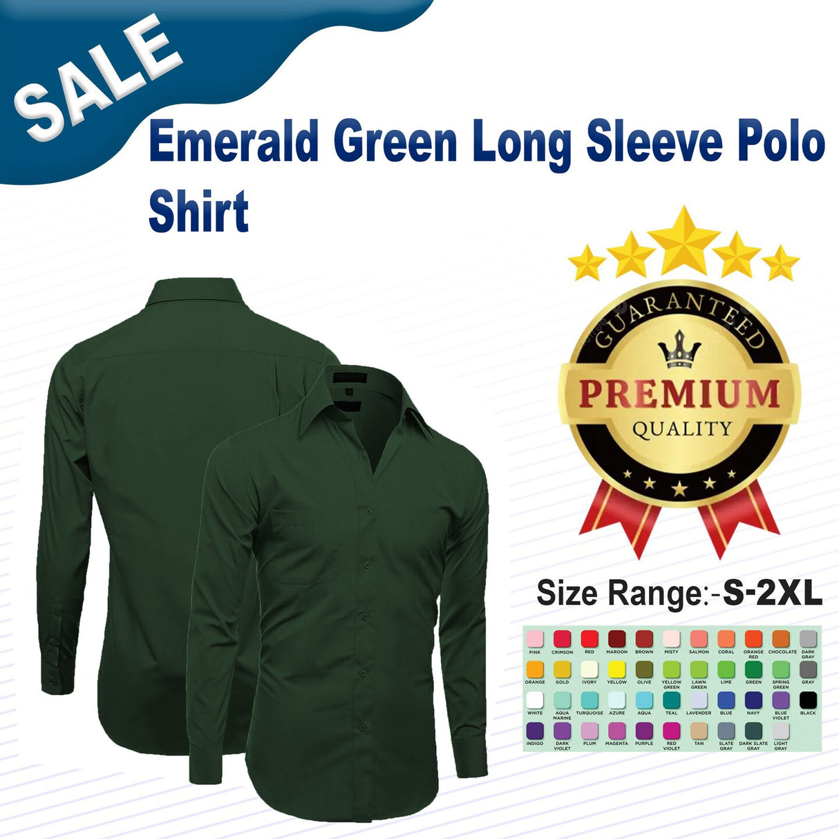 Emerald Green Long Sleeve Polo Shirt