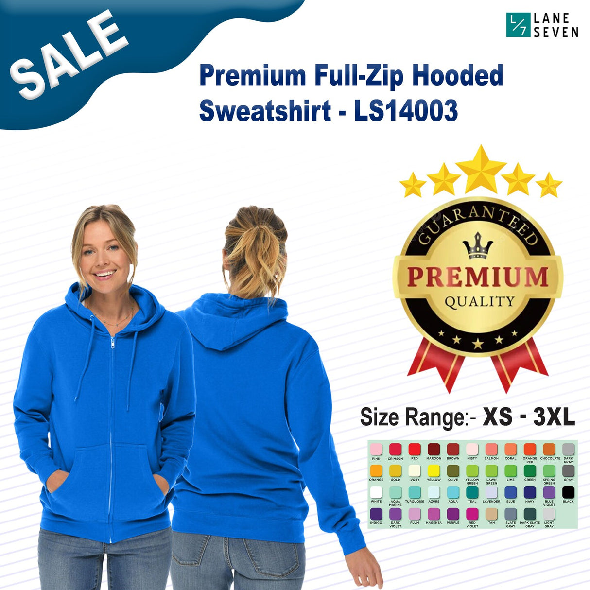 Lane Seven® Premium Full-Zip Hooded Sweatshirt