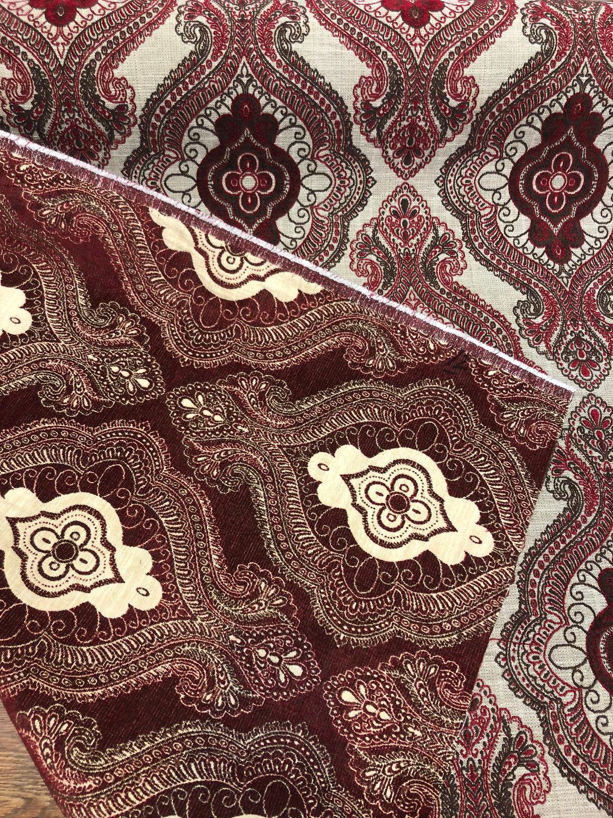Fabricut Sardinia Chenille Upholstery Fabric - Ruby, Very Heavyweight, 54" Width, 13.5" Horizontal Repeat, 18.5" Vertical Repeat (1 Yard)