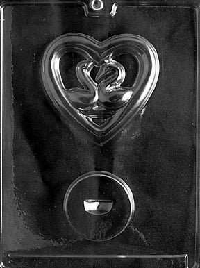 Stand Up Swans In Heart Chocolate Mold