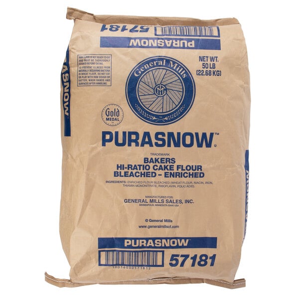 General Mills Purasnow Bleached / Enriched Cake Flour 50 lb.