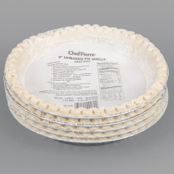 Chef Pierre 9" Deep Dish Unbaked Pie Shell - 20/Case