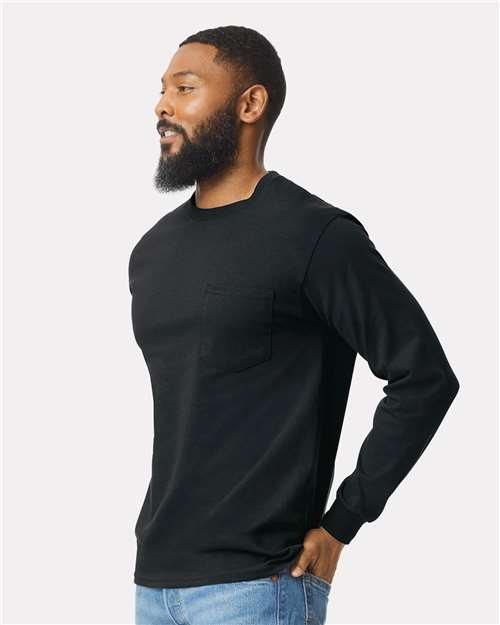 Unisex Ultra Cotton Long Sleeve Crewneck Pocket T-Shirt