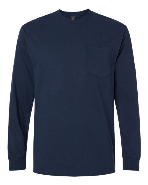 Unisex Ultra Cotton Long Sleeve Crewneck Pocket T-Shirt