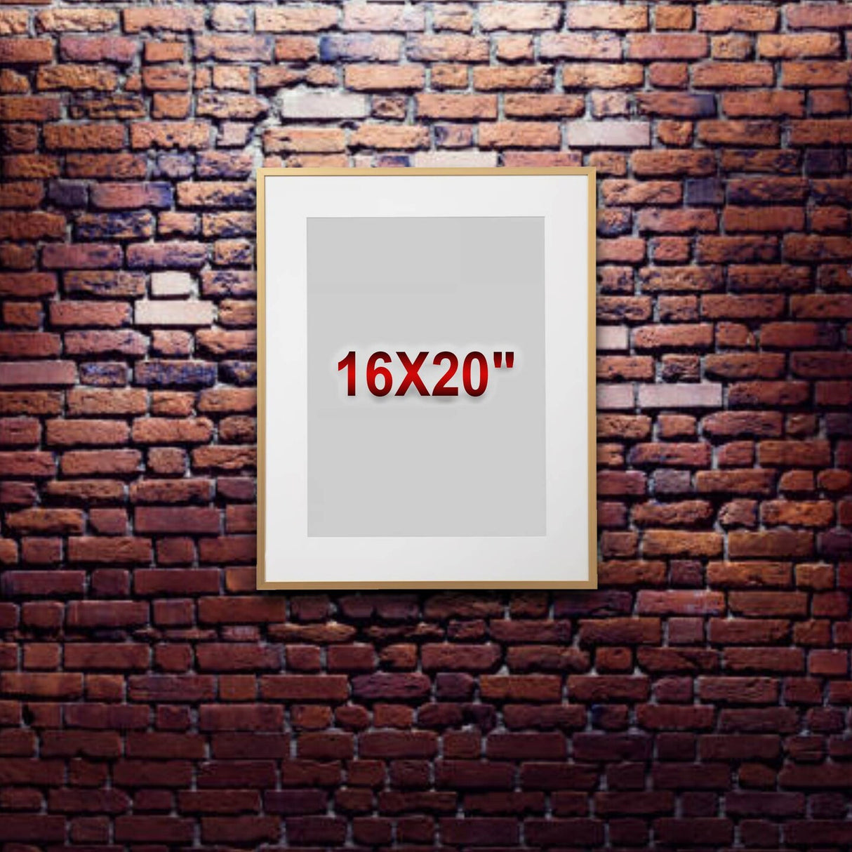 Gold Aluminum Frame with Mount, 16x20" Horizontal/Vertical, No-Nail Hanging!