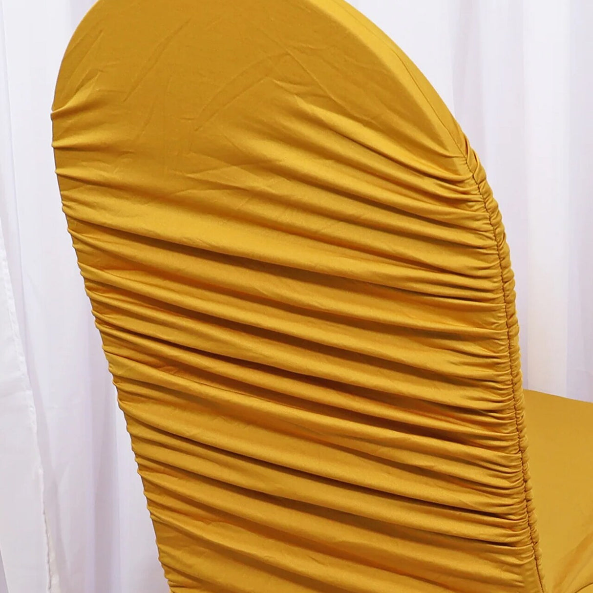 1 Piece Gold Rouge Ruffled Spandex Banquet Chair Cover Elegant Event Seating