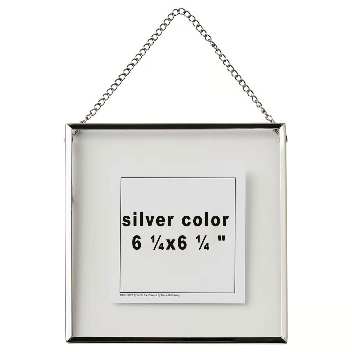 6 ¼x6 ¼" Silver Steel Frame with Front Plastic Protection – For Hanging or Standing, Includes Sample Pictures