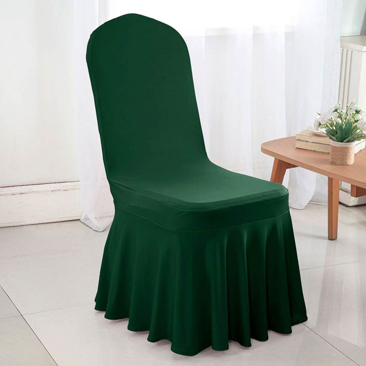 Spandex Banquet Skirt Chair Cover Hunter Green Or Holly Green Stretch Elegant Decor