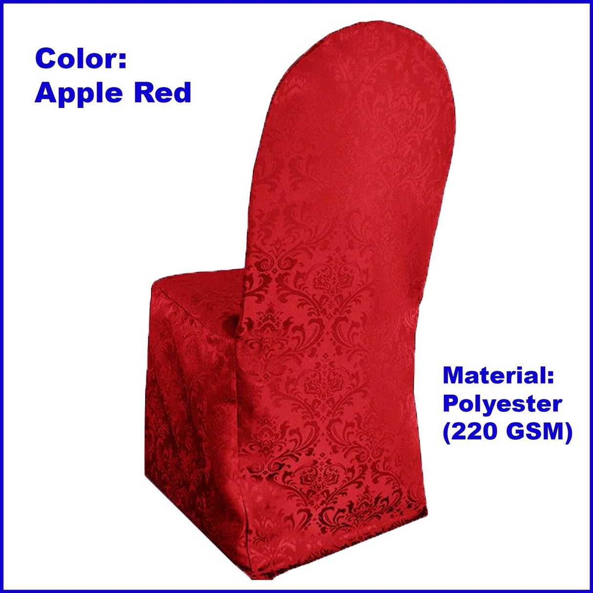 1 Piece Apple Red Floral Damask Jacquard Banquet Chair Cover Elegant Polyester Fabric