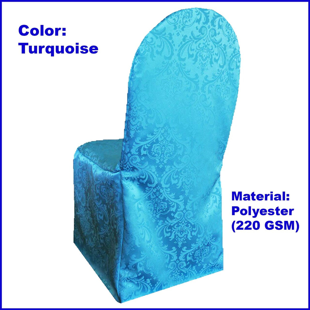 1 Piece Turquoise Damask Jacquard Chair Cover for Weddings & Events