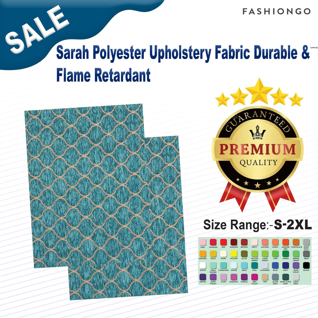 1 Yard Sarah Polyester Upholstery Fabric Durable & Flame Retardant