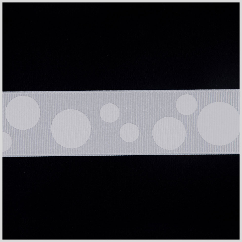 7/8" Millennium Silver Polka Dot Grosgrain Ribbon