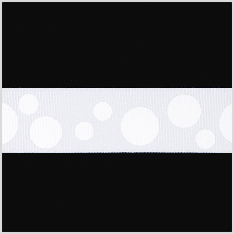 7/8" White Polka Dot Grosgrain Ribbon