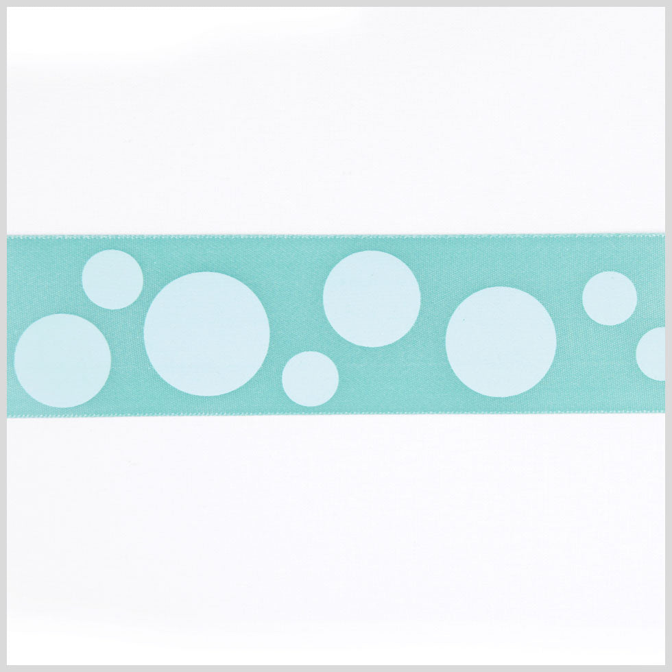 1.5" Aquamarine/Aqua Polka Dot Satin Ribbon
