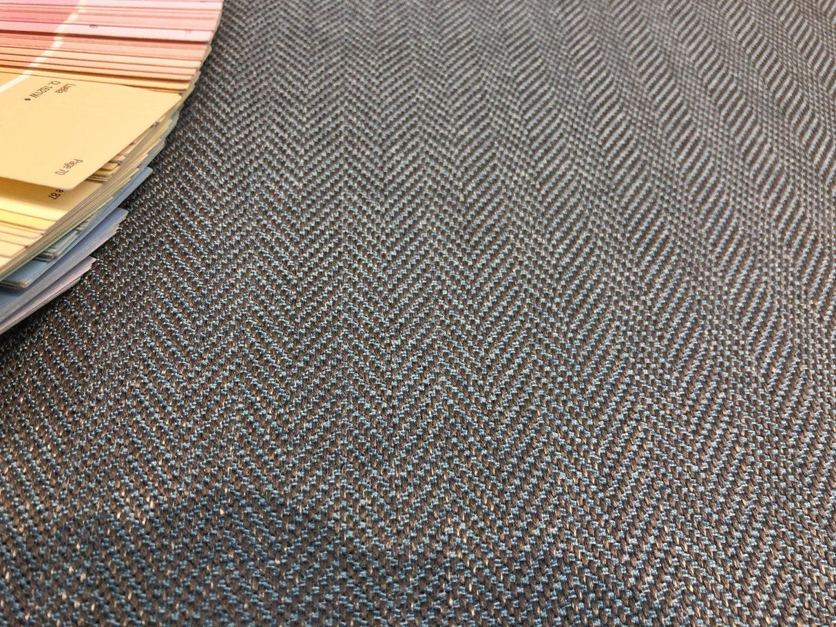 Fabricut Micheal Polyester Fabric - Aqua Blue Herringbone, 56" Width (1 Yard)