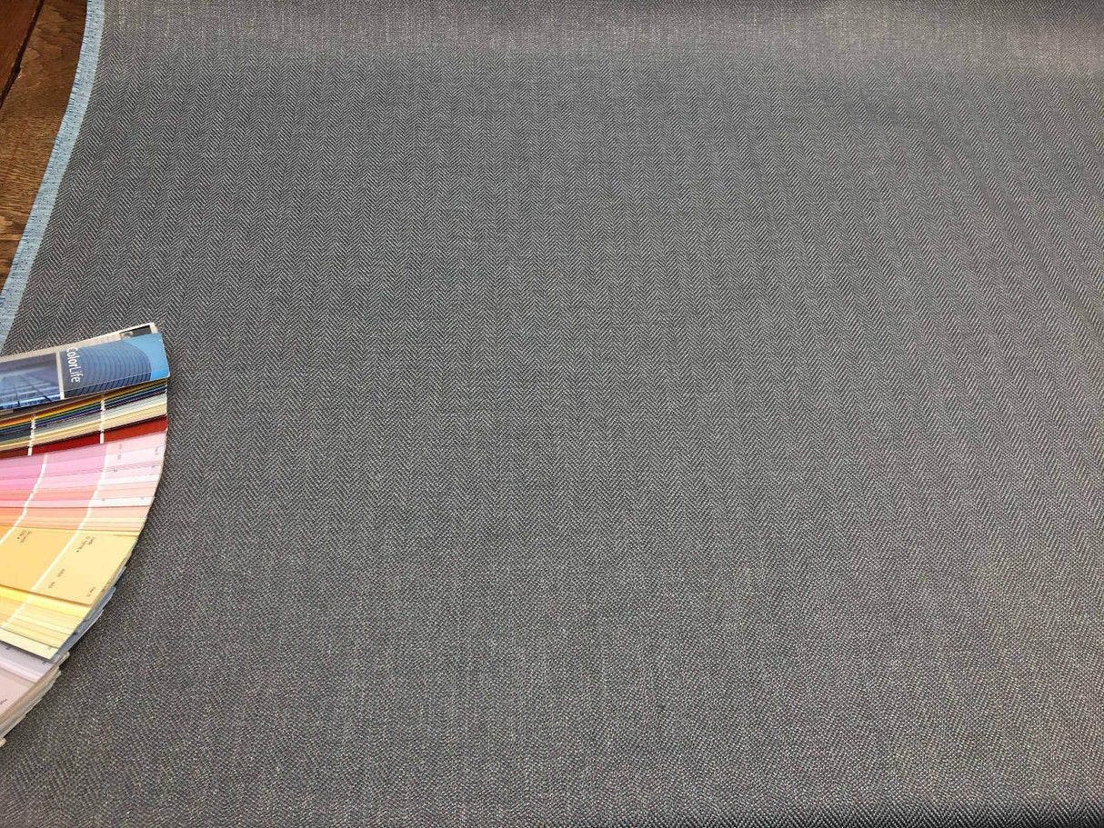 Fabricut Micheal Polyester Fabric - Aqua Blue Herringbone, 56" Width (1 Yard)