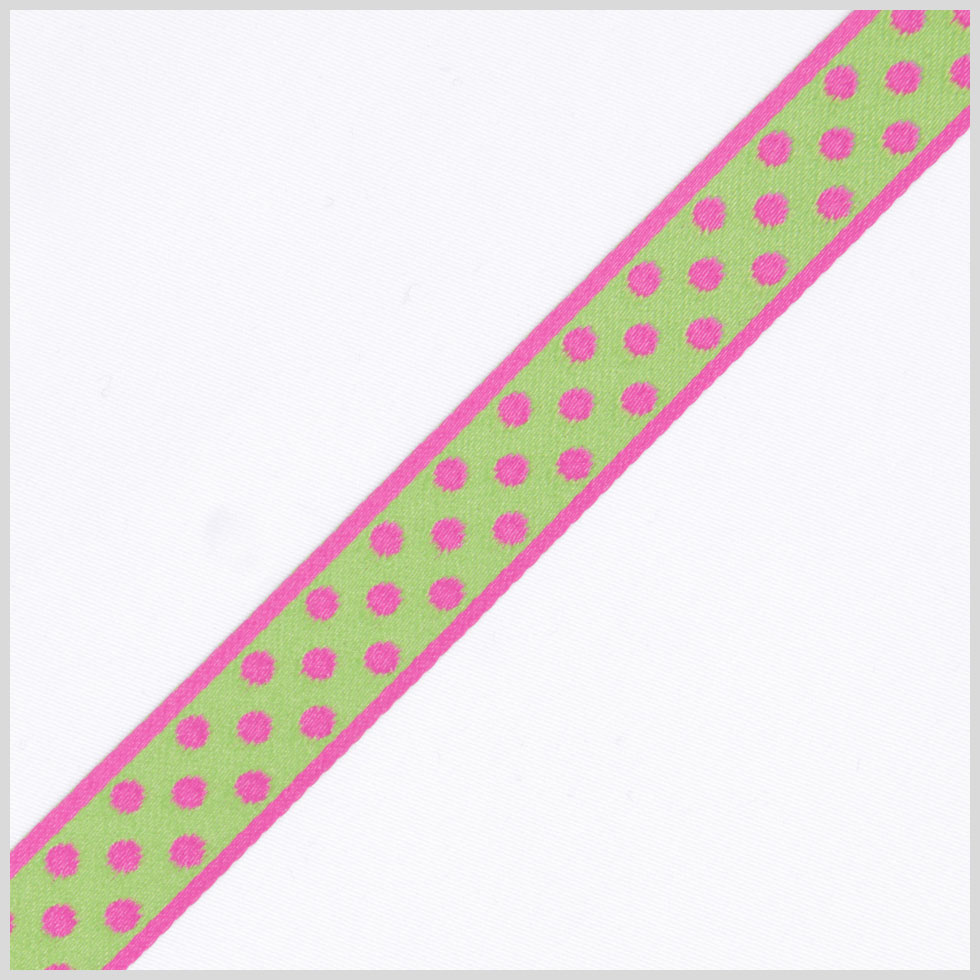 3/4" Hot Pink/Green French Jacquard Ribbon