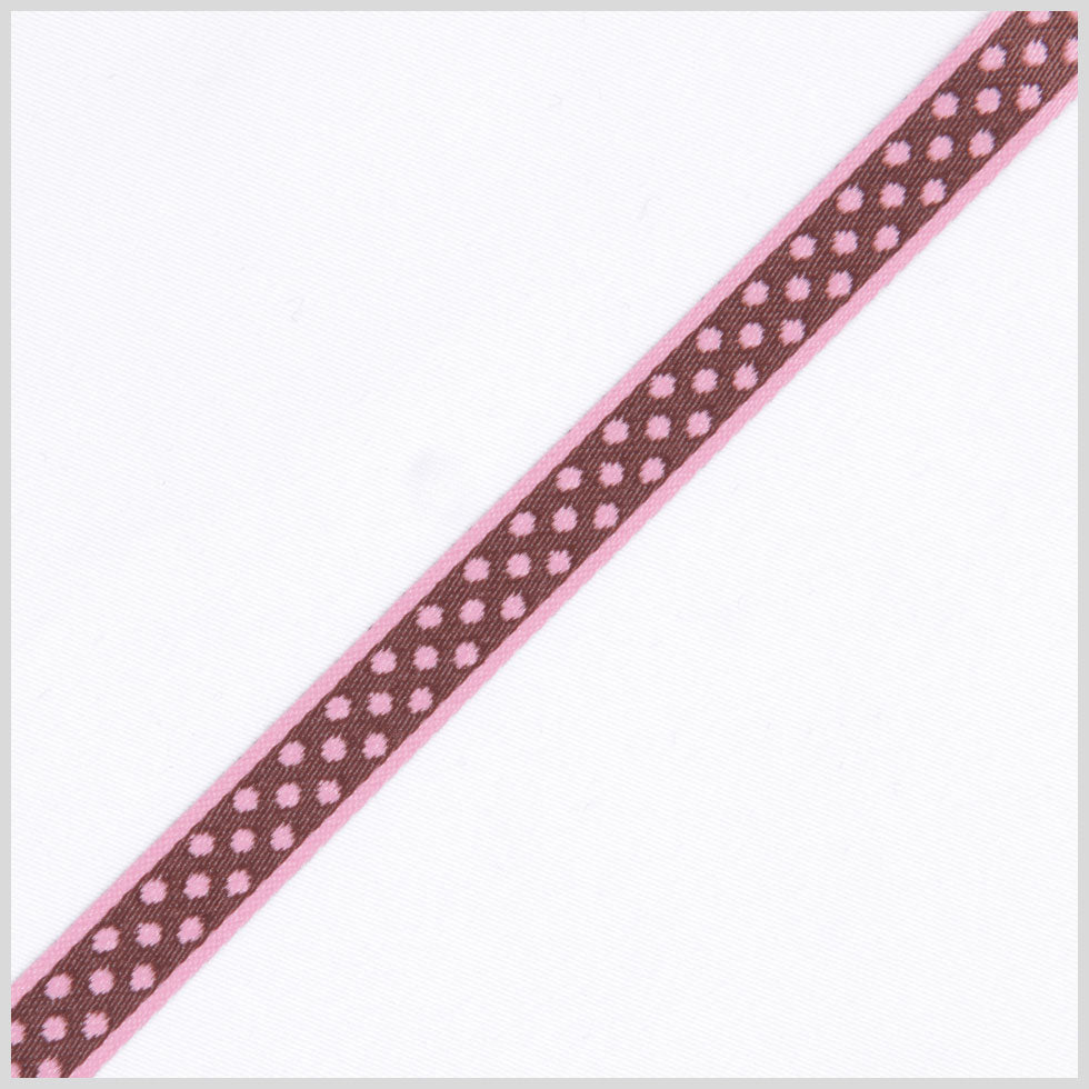 1/2" Pink/Brown French Jacquard Ribbon