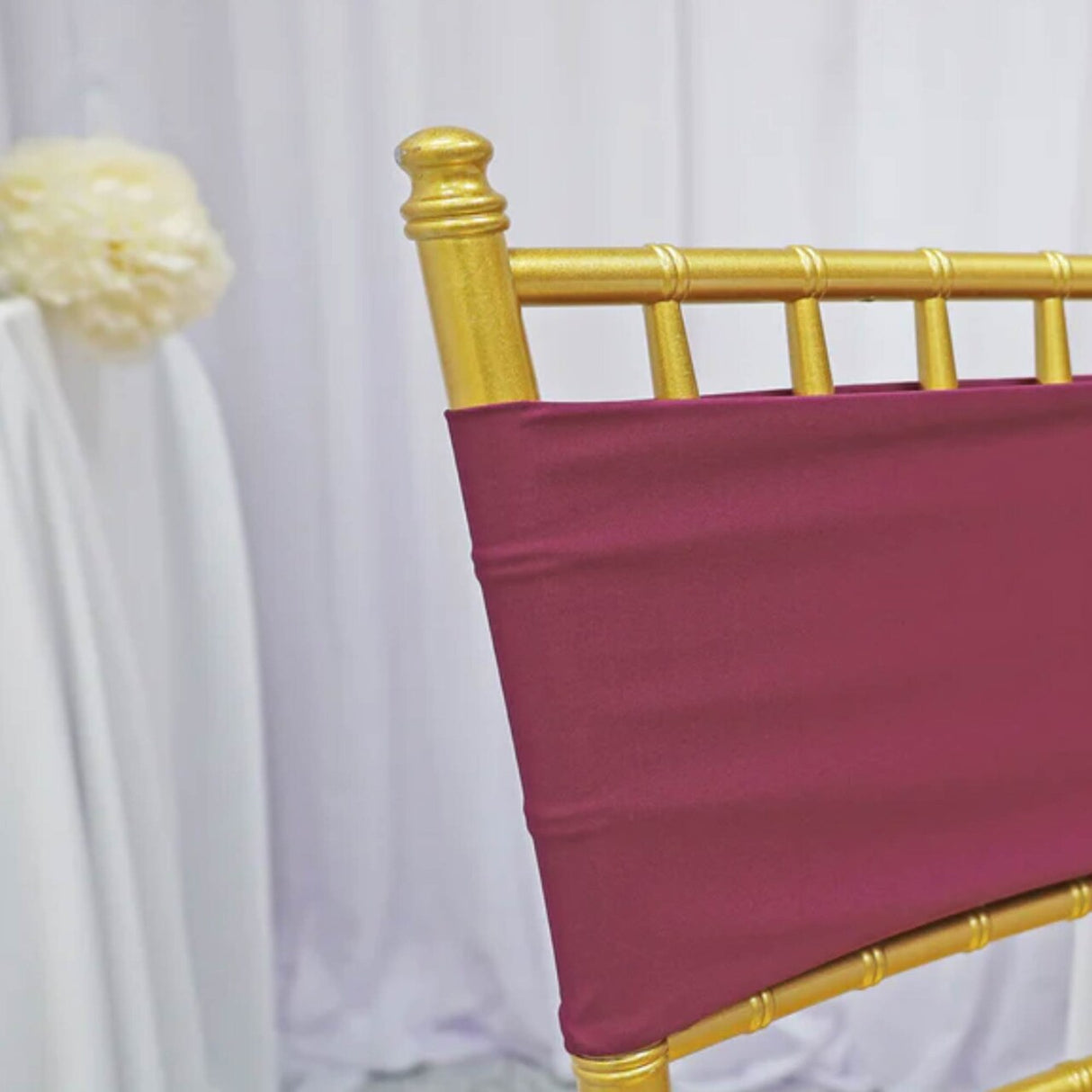 10 Pieces Elegant Sangria Spandex Chair Bands 7 x 13 Inches