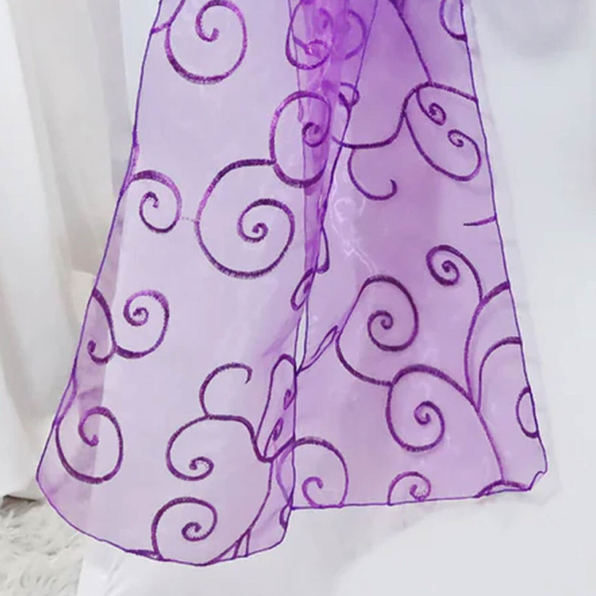 10 Pieces Purple Embroidered Organza Chair Sashes 8"x108" Elegant Event Chair Accessories