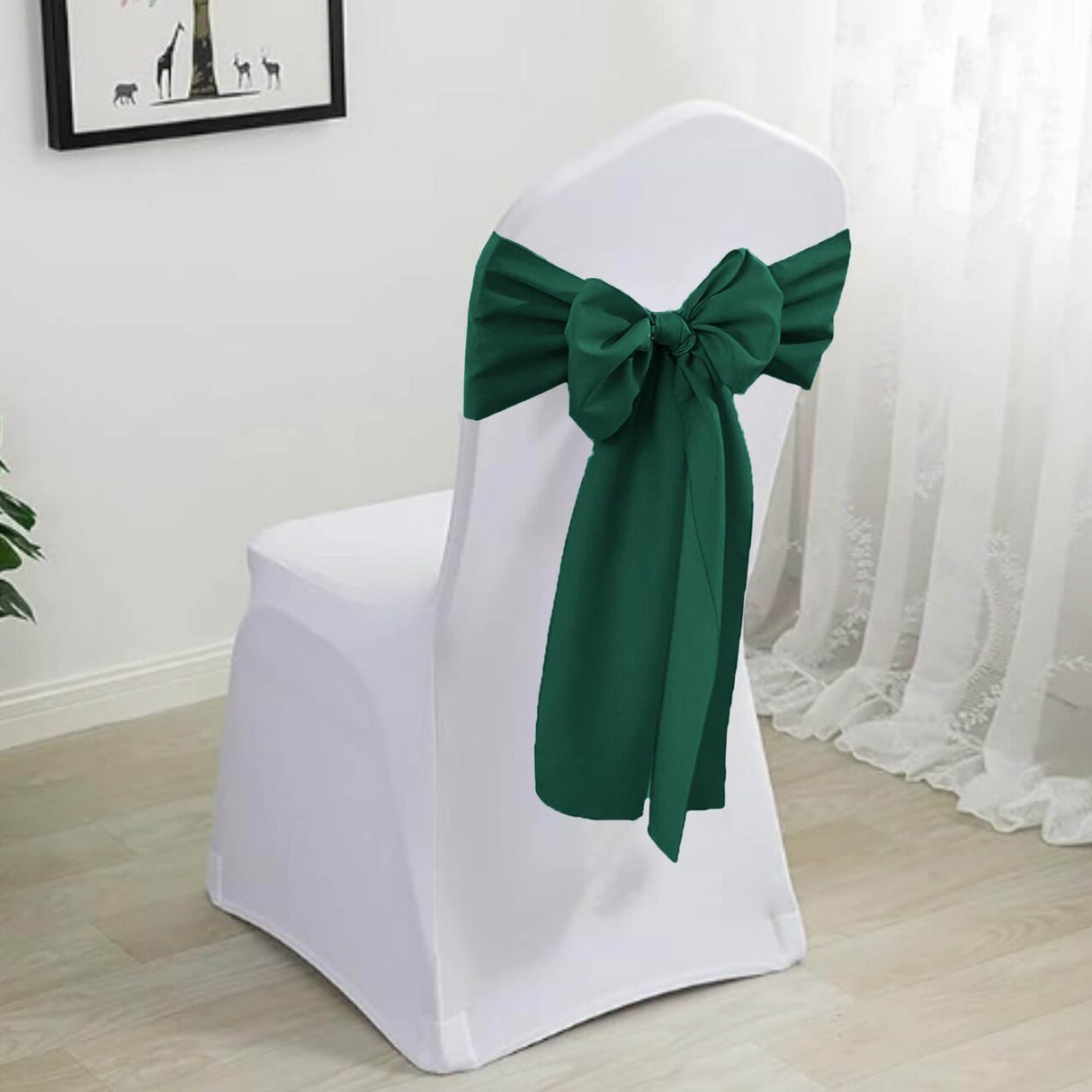 10 Pieces Hunter Green or Holly Green Polyester Chair Sashes 8"x108", Durable Elegance