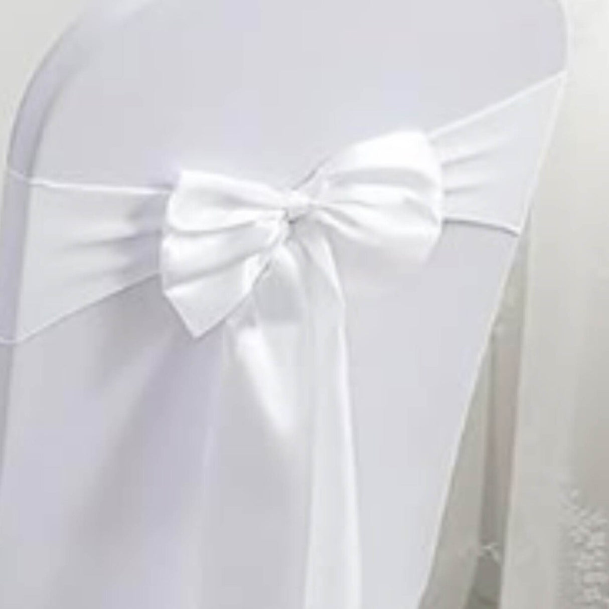 10 Pieces White Polyester Chair Sashes 8"x108" with Serged Edges for Events