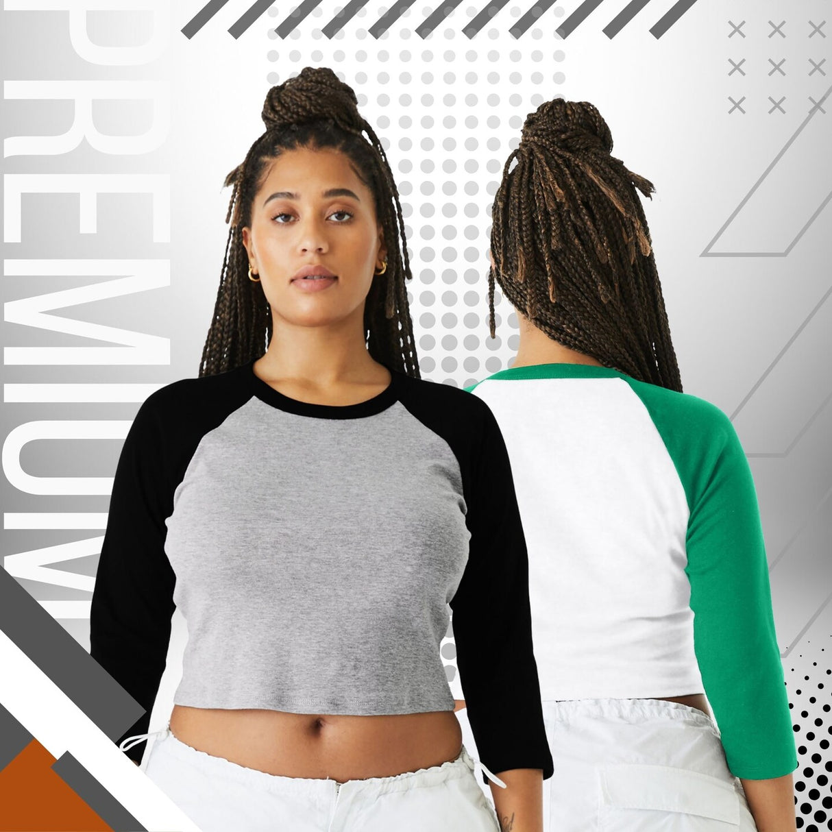 BELLA+CANVAS® Women’s Micro Rib 3/4 Raglan Baby Tee