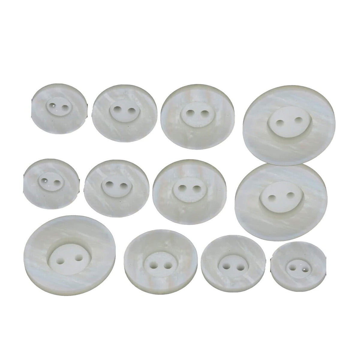 40L (25mm / 1") Ivory Faux Shell Buttons Iridescent Bowl Shape Two Hole Sewing Button