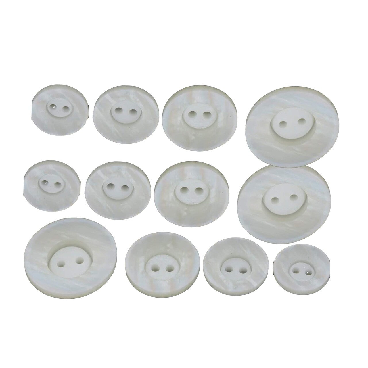 40L (25mm / 1") Ivory Faux Shell Buttons Iridescent Bowl Shape Two Hole Sewing Button