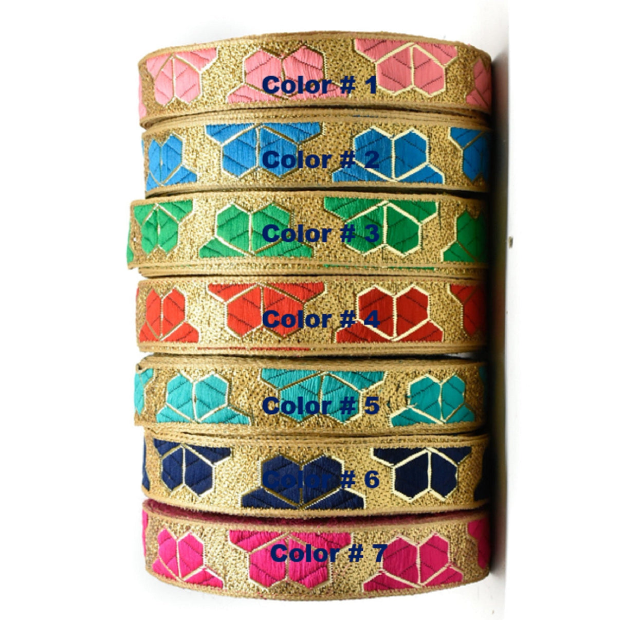 Jacquard Ribbon Metallic Leaf 1"