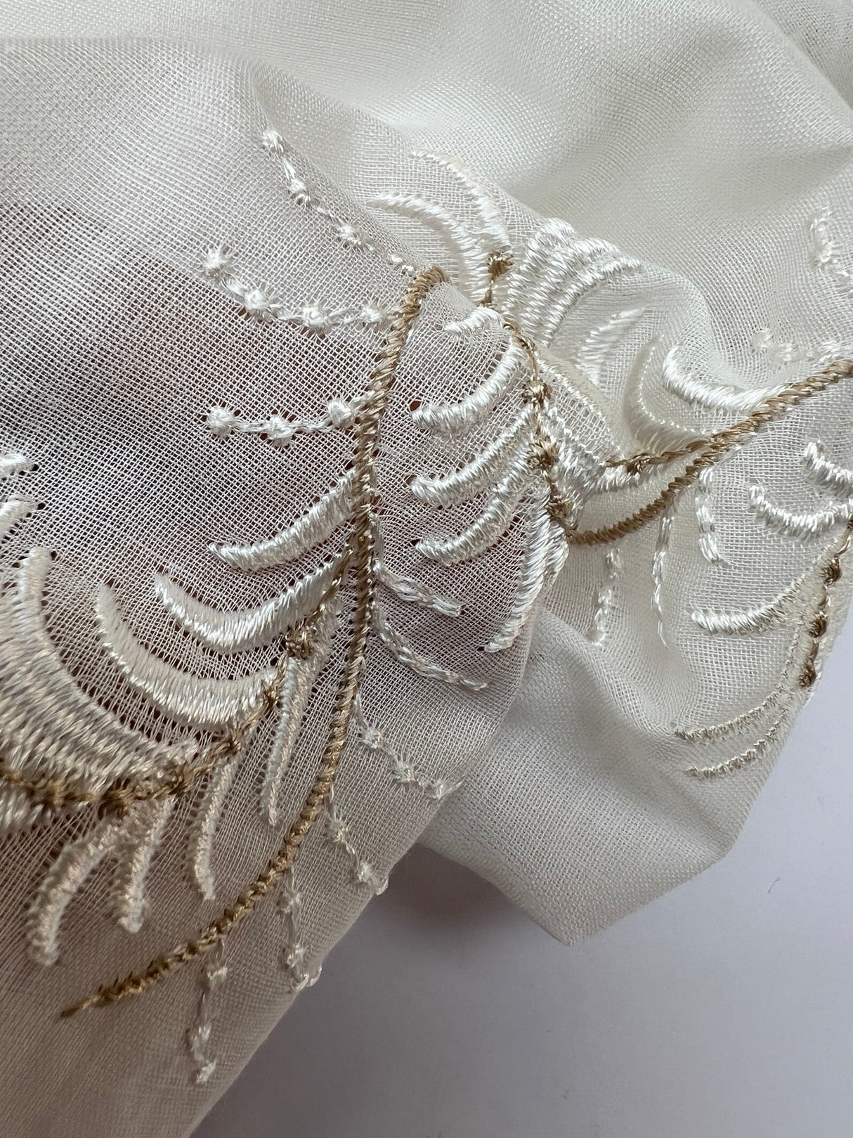 Embroidered Cotton Viscose Blend White