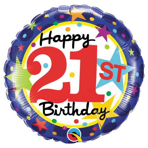 21st Birthday Stars Foil Balloon