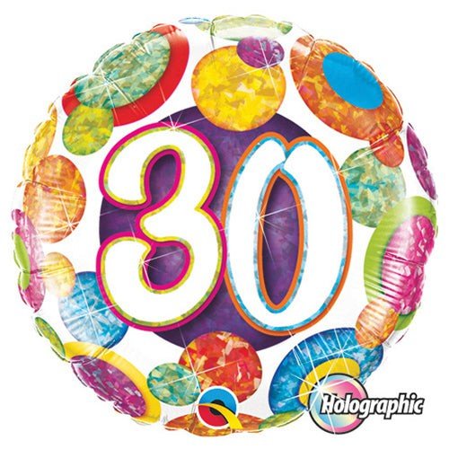 18 Inch Foil Balloon 30 Big Dots & Glitz