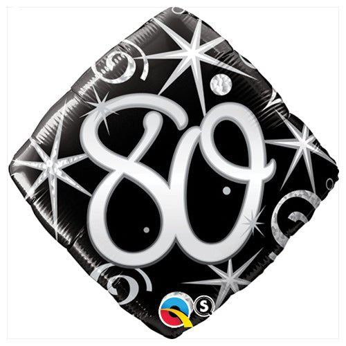 Foil Balloon 80 Elegant Sparkles & Swirls