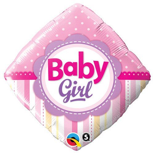 Baby Girl Foil Balloon 18 Inch Dots & Stripes