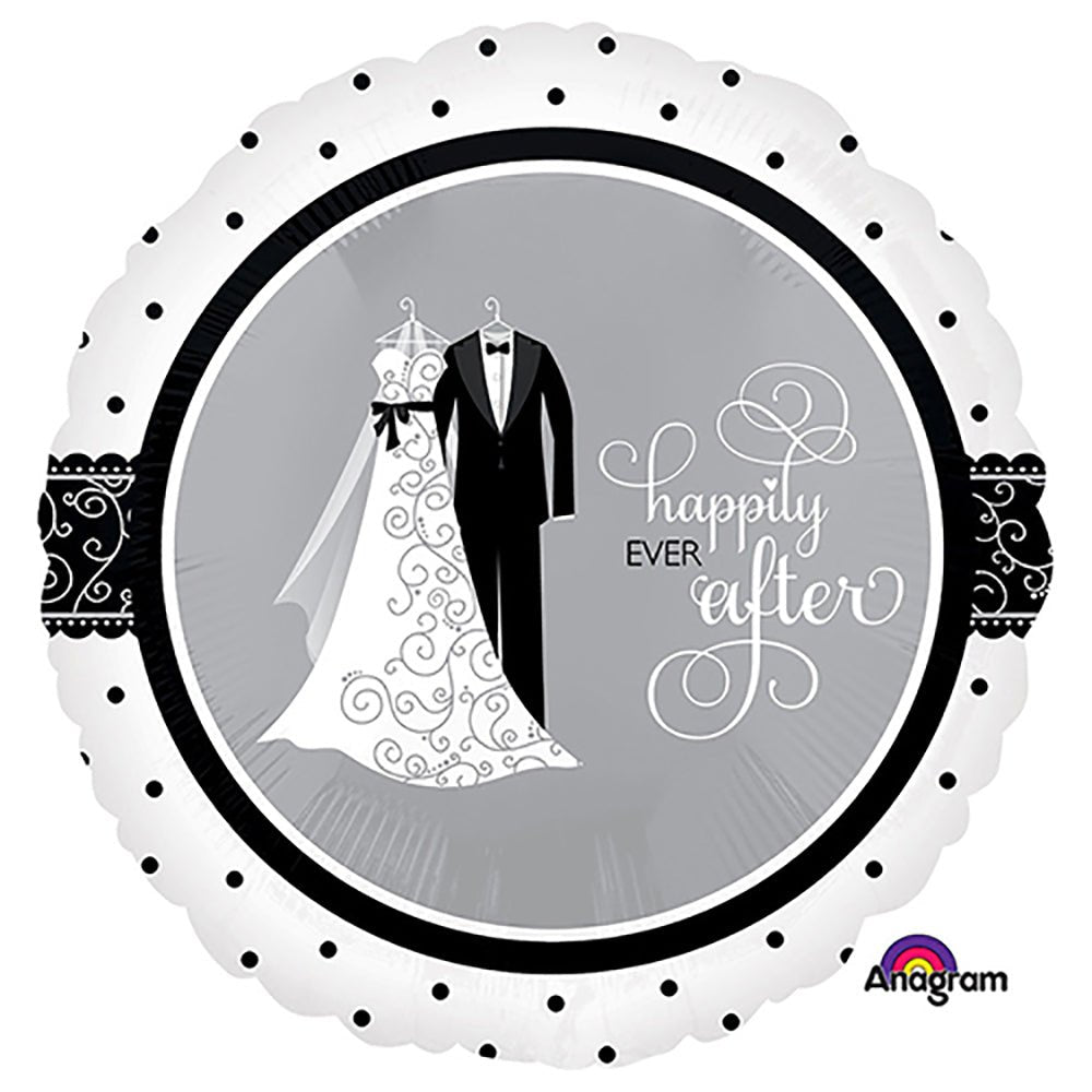 Wedding Foil Balloon 18 Inch Black & White