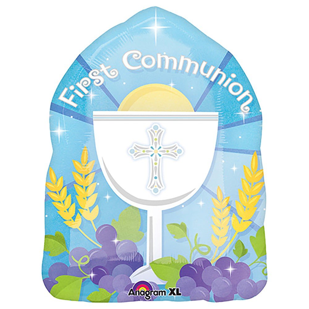 Foil Balloon 18 Inch Blessed 1st Communion Blue